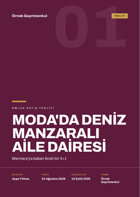 Bold tema — aynı daire teklifinin kapağı