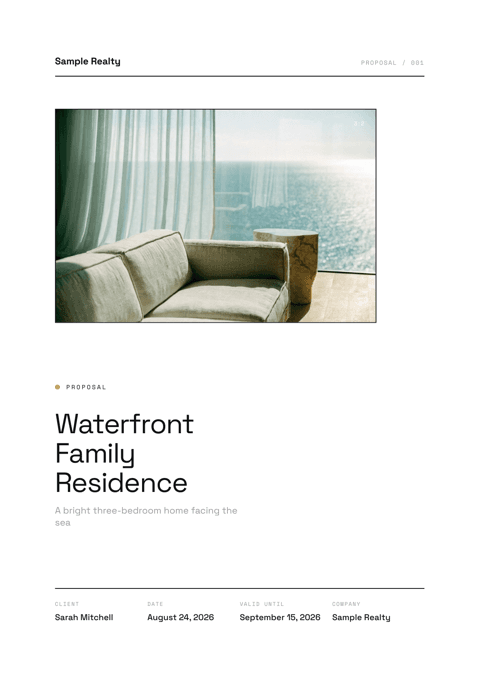 Minimal theme — the same home proposal