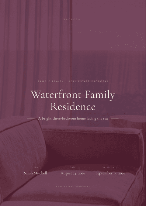 Prestige-theme waterfront home proposal cover