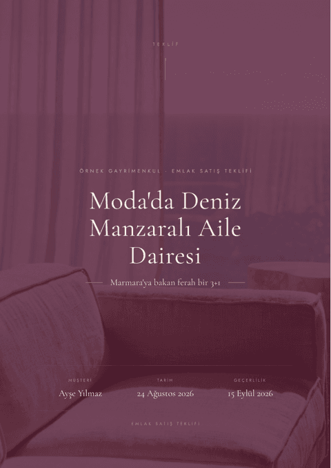 Prestij temalı deniz manzaralı daire teklif kapağı