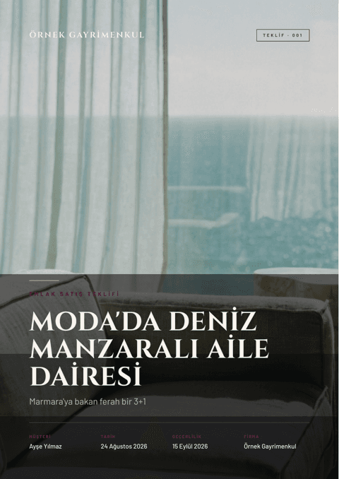 Sinematik temalı deniz manzaralı daire teklif kapağı